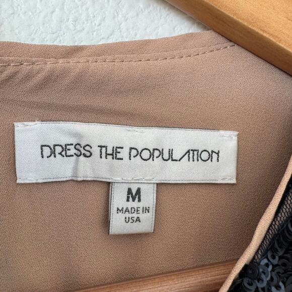 Dress The Population Navy Sequin Long Sleeve Bodycon Mini Cocktail Dress Medium - Picture 5 of 13